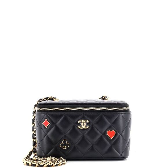 Chanel Handbags - Chanel Coco Casino Vanity Case with Chain Quilted Lambskin Small Black